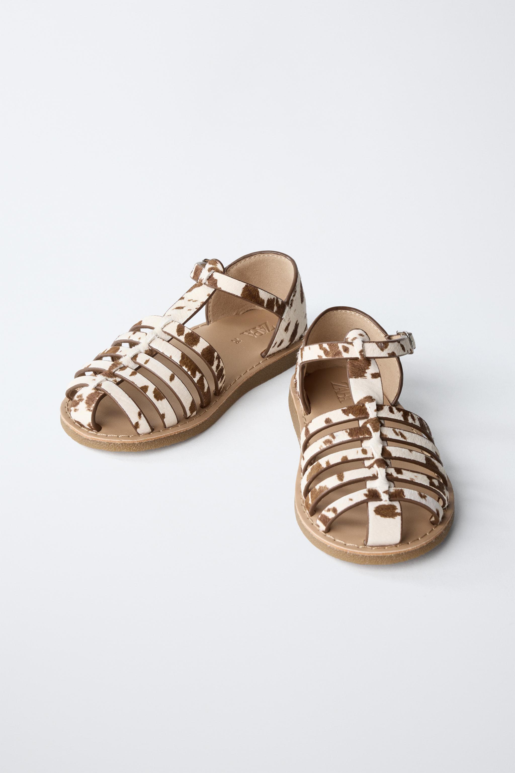 ANIMAL PRINT LEATHER FISHERMAN SANDALS